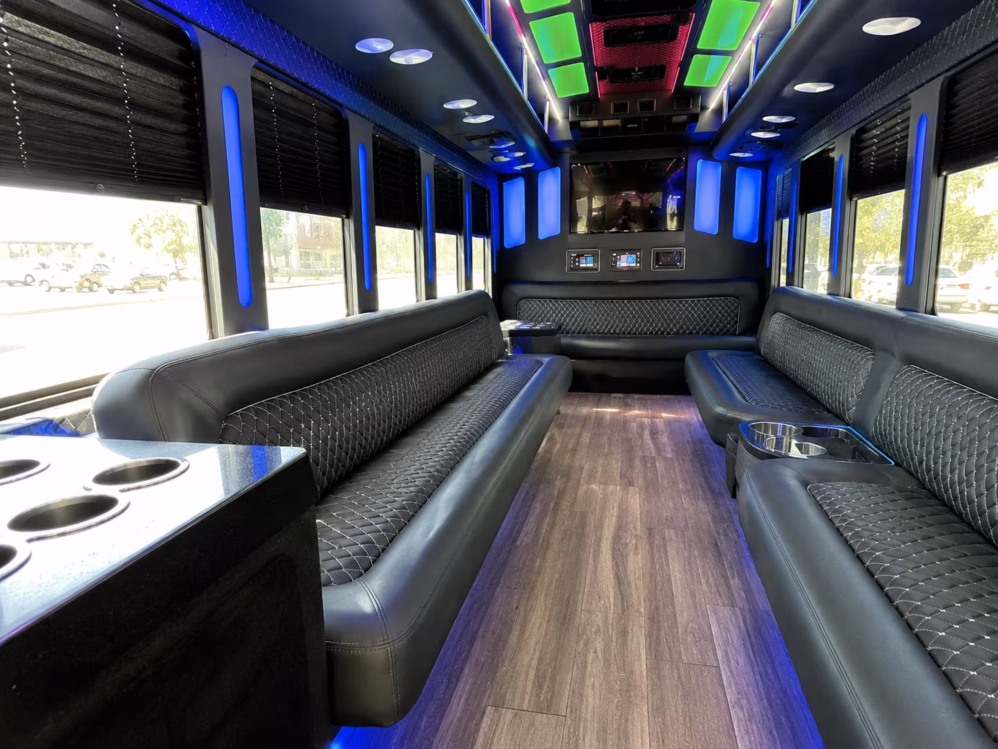 goodyear 15 passenger party bus inside