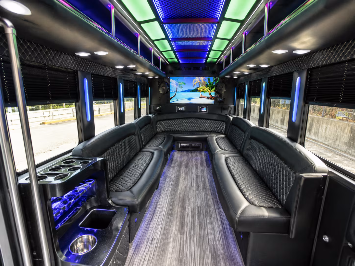 goodyear 18 passenger party bus inside