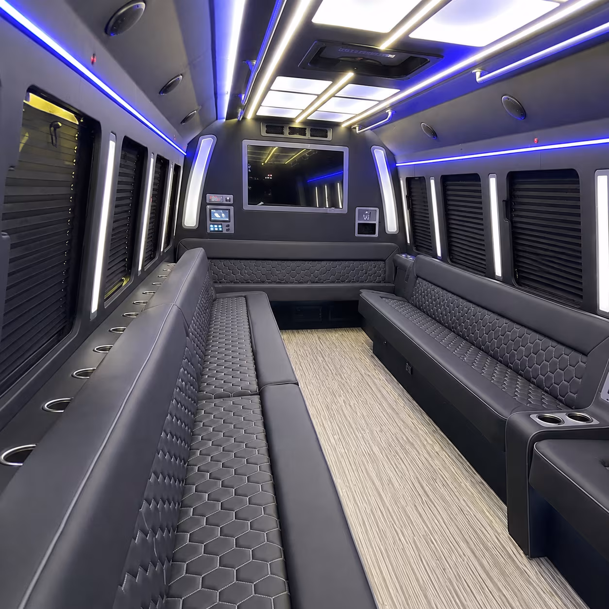 goodyear 40 passenger party bus inside