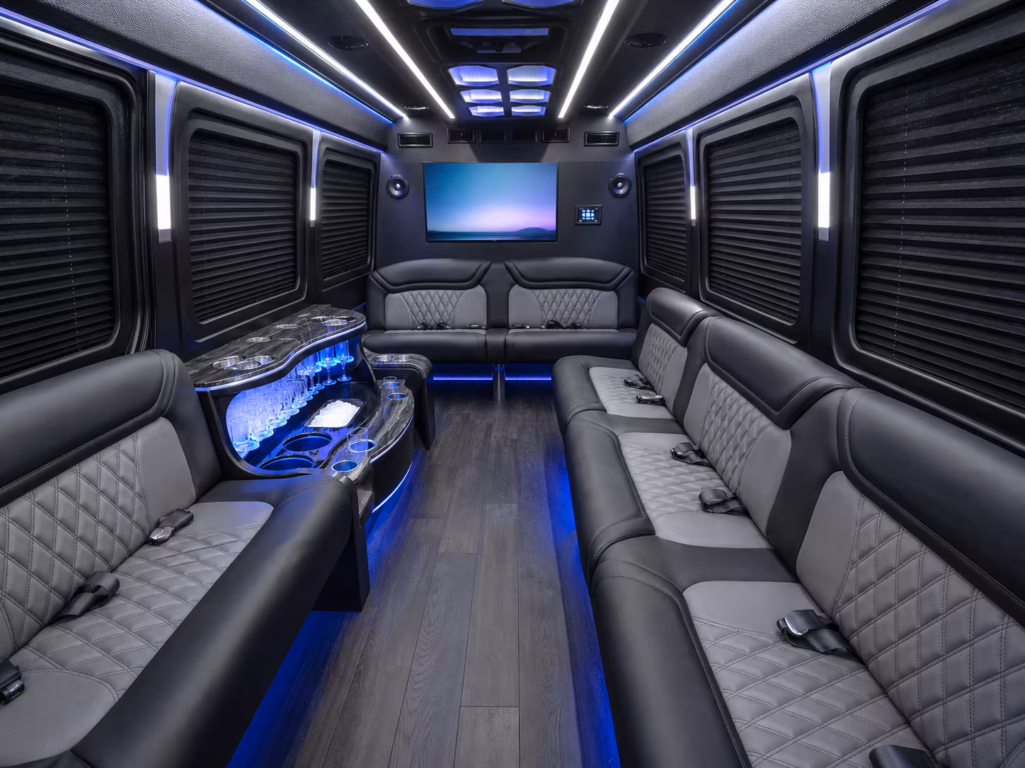 goodyear 50 passenger party bus inside